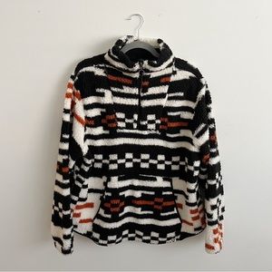 Women's LIV Outdoor 1/4 Zip Fleece Pullover Orange Black 1X Sherpa